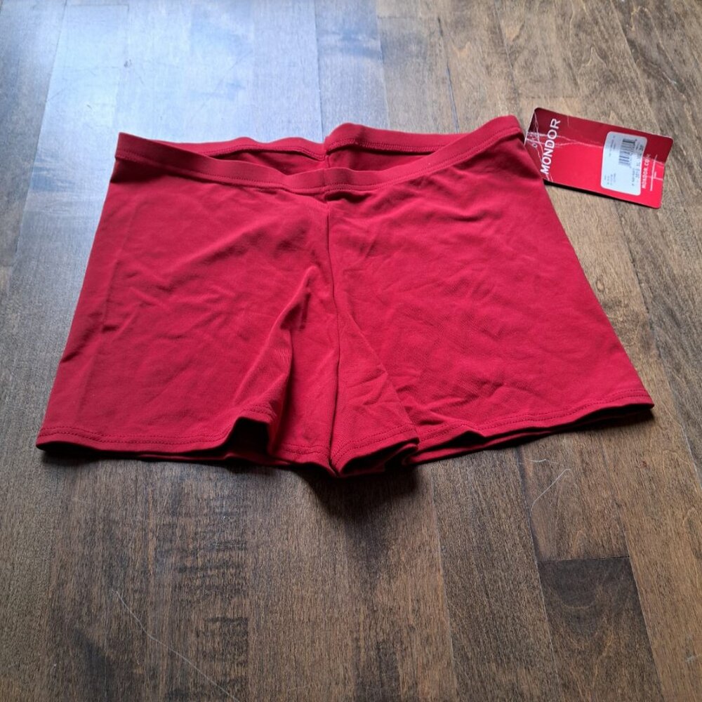 NWT Mondor dance gymnastic skating Christmas red shorts adult XL NEW
